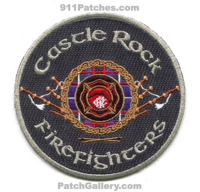 Castle Rock Firefighters Pipes and Drums Patch (Colorado)
[b]Scan From: Our Collection[/b]
[b]Patch Made By: 911Patches.com[/b]
Keywords: fire department dept. crfd c.r.f.d. & ffs