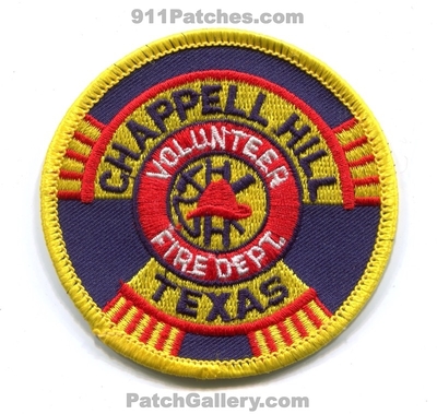 Chappell Hill Volunteer Fire Department Patch (Texas)
Scan By: PatchGallery.com
Keywords: vol. dept.