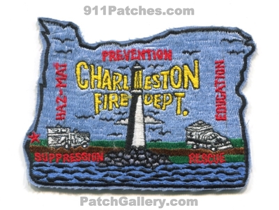 Charleston Fire Department Patch (Oregon) (State Shape)
Scan By: PatchGallery.com
Keywords: dept. hazmat haz-mat prevention education rescue suppression lighthouse