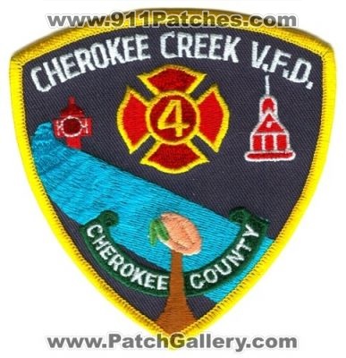 Cherokee Creek Volunteer Fire Department 4 Patch (South Carolina)
[b]Scan From: Our Collection[/b]
Keywords: v.f.d. vfd