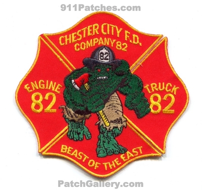 Chester City Fire Department Company 82 Patch (Pennsylvania)
Scan By: PatchGallery.com
Keywords: dept. f.d. co. station engine truck beast of the east hulk