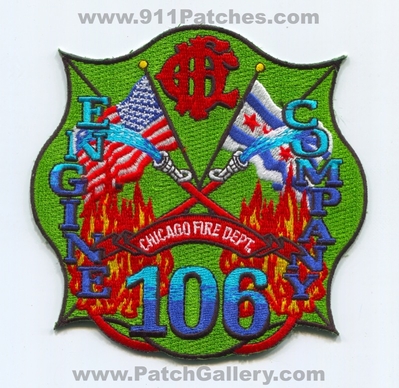 Chicago Fire Department Engine Company 106 Patch (Illinois)
Scan By: PatchGallery.com
Keywords: Dept. CFD C.F.D. Co. Station Flags