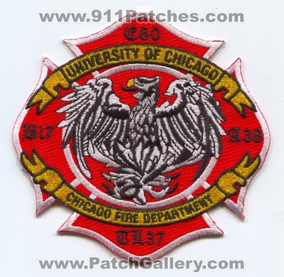 Chicago Fire Department Engine 60 Tower Ladder 37 Ambulance 38 Battalion 17 Patch (Illinois)
Scan By: PatchGallery.com
Keywords: Dept. CFD C.F.D. Company Co. Station E60 TL37 Truck A38 B17 University of Chicago