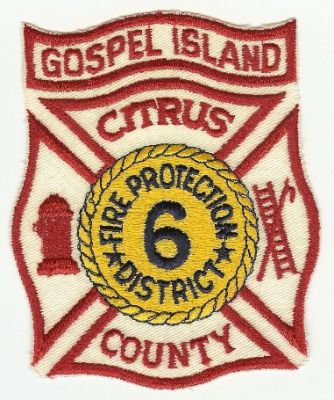Citrus County Fire Protection District 6
Thanks to PaulsFirePatches.com for this scan.
Keywords: florida gospel island