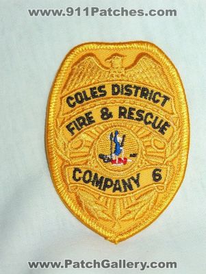 Coles District Fire and Rescue Company 6 (Virginia)
Thanks to Walts Patches for this picture.
Keywords: &