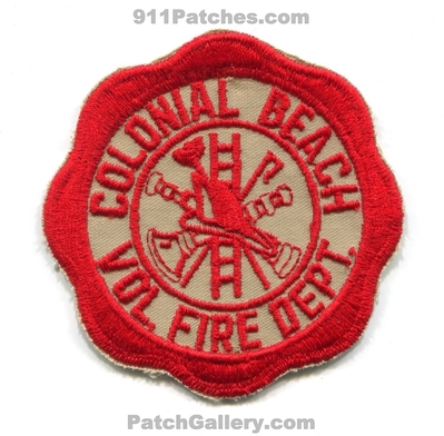 Colonial Beach Volunteer Fire Department Patch (Virginia)
Scan By: PatchGallery.com
Keywords: vol. dept.