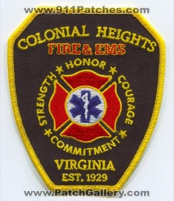 Colonial Heights Fire and EMS Department (Virginia)
Scan By: PatchGallery.com
Keywords: & dept. strength honor courage commitment