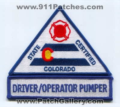 Colorado State Certified Fire Driver Operator Pumper Patch (Colorado)
[b]Scan From: Our Collection[/b]
Keywords: driver/operator do