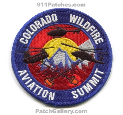 Colorado Wildfire Aviation Summit Patch (Colorado)
[b]Scan From: Our Collection[/b]
Keywords: forest fire wildland helicopter airplane