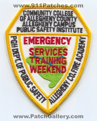 Community College of Allegheny County Public Safety Institute Emergency Services Training Weekend Patch (Pennsylvania)
Scan By: PatchGallery.com
Keywords: comm. co. campus psi pgh department dept. of fire academy