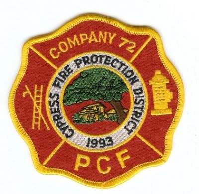 Company 72
Thanks to PaulsFirePatches.com for this scan.
Keywords: california fire cypress protection district pcf