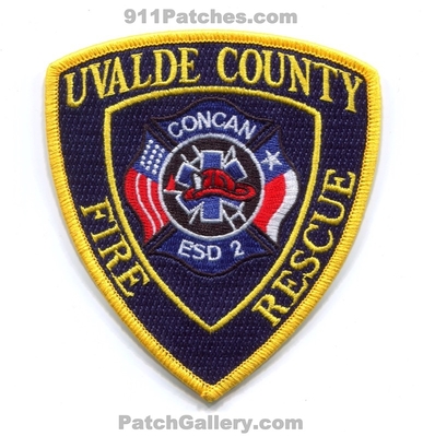 Concan Fire Rescue Department Uvalde County ESD 2 Patch (Texas) (Prototype)
Scan By: PatchGallery.com
[b]Patch Made By: 911Patches.com[/b]
Keywords: dept. co. emergency services district e.s.d. number no. #2
