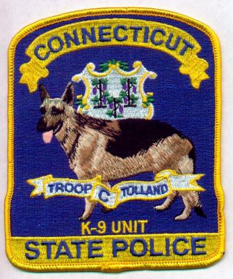 Connecticut State Police K-9 Unit
Thanks to EmblemAndPatchSales.com for this scan.
Keywords: troop c tolland