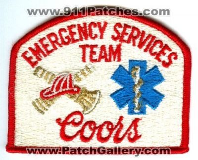 Coors Emergency Services Team Patch (Colorado)
[b]Scan From: Our Collection[/b]
Keywords: beer est fire ems