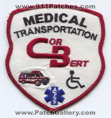 CorBert Medical Transportation Patch (New Jersey)
Scan By: PatchGallery.com
Keywords: ems
