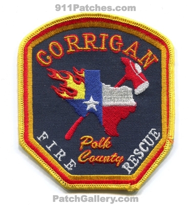 Corrigan Fire Rescue Department Patch (Texas)
Scan By: PatchGallery.com
Keywords: dept. polk county co.