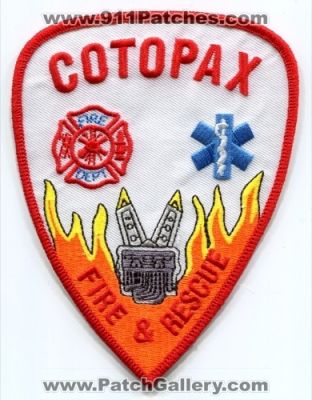 Cotopaxi Fire and Rescue Department Patch (Colorado) (ERROR)
[b]Scan From: Our Collection[/b]
Error: Cotopax
Keywords: & dept.