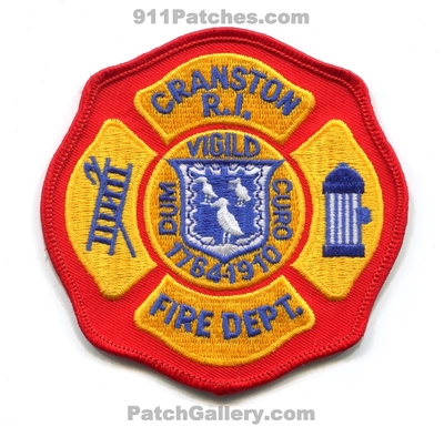 Cranston Fire Department Patch (Rhode Island)
Scan By: PatchGallery.com
Keywords: dept. dum vigild curo 1764 1910