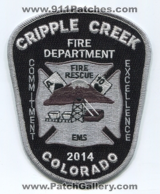Cripple Creek Fire Department 2014 Patch (Colorado)
[b]Scan From: Our Collection[/b]
Keywords: dept. rescue ems