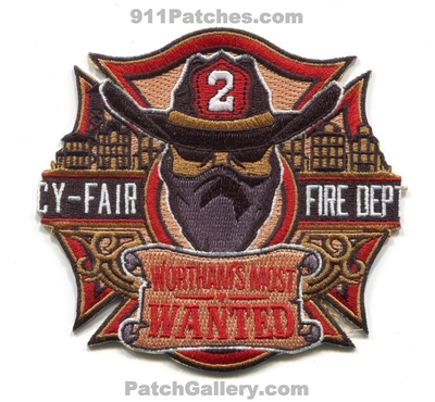Cy-Fair Fire Department Station 2 Patch (Texas)
Scan By: PatchGallery.com
Keywords: cypress fairbanks cyfair dept. company co. worthams most wanted