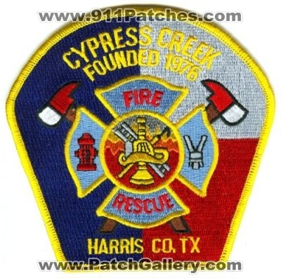 Cypress Creek Fire Rescue Department Patch (Texas)
Scan By: PatchGallery.com
Keywords: dept. harris county co. tx