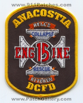 District of Columbia Fire Department DCFD Engine 15 Patch (Washington DC)
Scan By: PatchGallery.com
Keywords: Dist. Dept. D.C.F.D. Collapse Rescue Company Co. Station Anacostia - Hells Kitchen