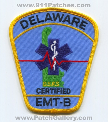 Delaware State Fire School Certified Emergency Medical Technician EMT Basic EMS Patch (Delaware)
Scan By: PatchGallery.com
Keywords: dsfs d.s.f.s. academy
