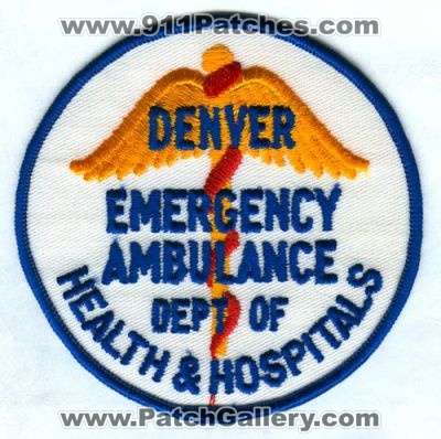 Denver Emergency Ambulance Patch (Colorado)
[b]Scan From: Our Collection[/b]
Keywords: ems department dept of health and & hospitals paramedics general dg