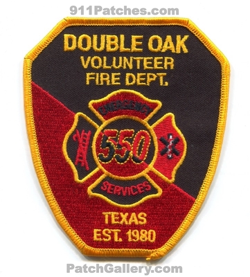 Double Oak Volunteer Fire Department Emergency Services 550 Patch (Texas)
Scan By: PatchGallery.com
Keywords: vol. dept. es est. 1980