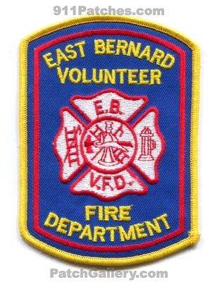 East Bernard Volunteer Fire Department Patch (Texas)
Scan By: PatchGallery.com
Keywords: vol. dept. ebvfd