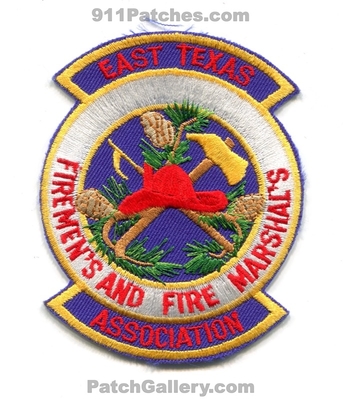 East Texas Firemens and Fire Marshals Association Patch (Texas)
Scan By: PatchGallery.com
Keywords: assoc. assn. department dept.