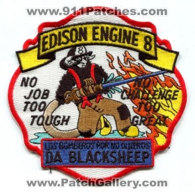 Edison Fire Department Engine 8 (New Jersey)
Scan By: PatchGallery.com
Keywords: dept. company station no job too tough no challenge too great los bomberos por no dineros da blacksheep