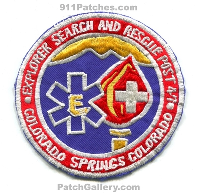 El Paso County Search and Rescue Explorer Post 47 Colorado Springs Patch (Colorado)
[b]Scan From: Our Collection[/b]
Keywords: co. sar