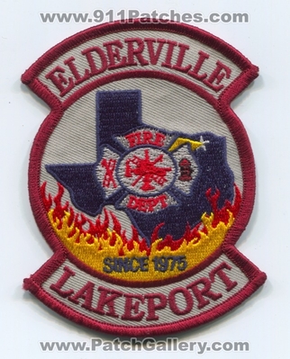 Elderville Lakeport Fire Department Patch (Texas)
Scan By: PatchGallery.com
Keywords: dept. since 1975