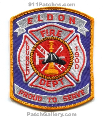 Eldon Fire Department Patch (Missouri)
Scan By: PatchGallery.com
Keywords: dept. founded 1900 proud to serve