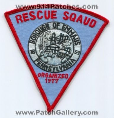 Emmaus Rescue Squad Patch (Pennsylvania)
Scan By: PatchGallery.com
Keywords: borough of
