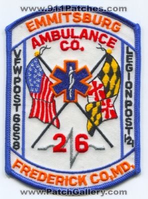 Emmitsburg Ambulance Company 26 (Maryland)
Scan By: PatchGallery.com
Keywords: ems co. frederick co. county md. vfw post 6658 legion post 121
