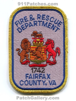Fairfax County Fire and Rescue Department Patch (Virginia)
Scan By: PatchGallery.com
Keywords: co. & dept. 1742