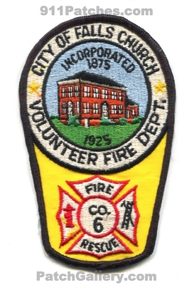 Falls Church Volunteer Fire Rescue Department Company 6 Patch (Virginia)
Scan By: PatchGallery.com
Keywords: vol. dept. co. incorporated 1875 1925