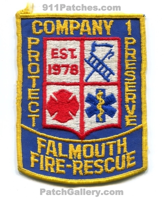 Falmouth Fire Rescue Department Company 1 Patch (Virginia)
Scan By: PatchGallery.com
Keywords: dept. co. number no. #1 protect preserve est. 1978