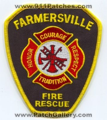 Farmersville Fire Rescue Department (UNKNOWN STATE) CA IL OH TX
Scan By: PatchGallery.com
Keywords: dept. honor courage respect tradition