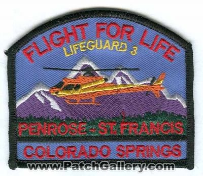 Flight For Life Penrose St Francis Patch (Colorado)
[b]Scan From: Our Collection[/b]
(Confirmed)
www.FlightForLifeColorado.com

Keywords: ems air medical helicopter lifeguard 3 springs saint