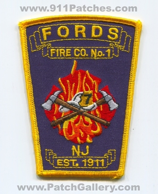 Fords Fire Company Number 1 Patch (New Jersey)
Scan By: PatchGallery.com
Keywords: co. no. #1 nj est. 1911 7 department dept.