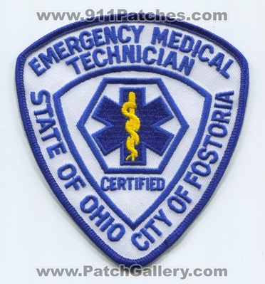 Fostoria Emergency Medical Technician EMT Patch (Ohio)
Scan By: PatchGallery.com
Keywords: state city of certified ems ambulance