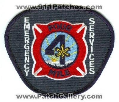 Four Mile Fire Department Emergency Services Patch (Colorado)
[b]Scan From: Our Collection[/b]
Keywords: dept. 4 ems