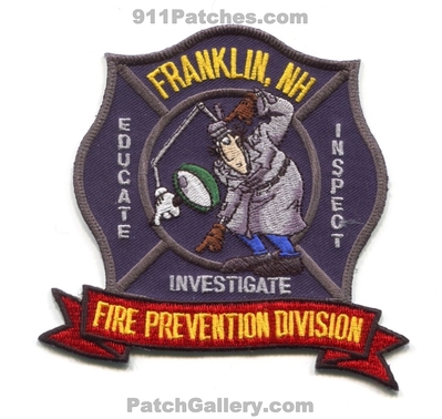 Franklin Fire Department Fire Prevention Division Patch (New Hampshire)
Scan By: PatchGallery.com
Keywords: dept. educate inspect investigate
