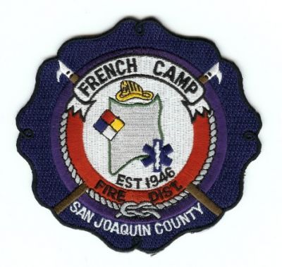 French Camp Fire Dist
Thanks to PaulsFirePatches.com for this scan.
Keywords: california district san joaquin county