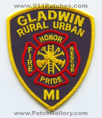 Gladwin Rural Urban Fire Rescue Department Patch (Michigan)
Scan By: PatchGallery.com
Keywords: dept. honor pride