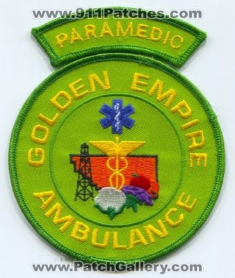 Golden Empire Ambulance Paramedic (California)
Scan By: PatchGallery.com
Keywords: ems