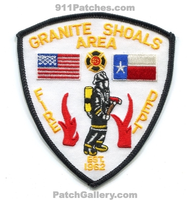 Granite Shoals Area Fire Department Patch (Texas)
Scan By: PatchGallery.com
Keywords: dept. est. 1962